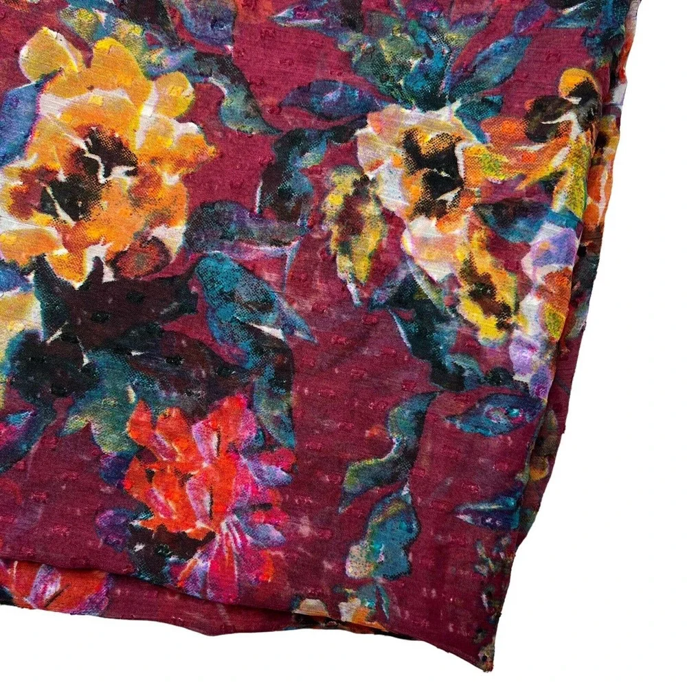 Giani Bernini Watercolor Floral Wrap Wine‎ New